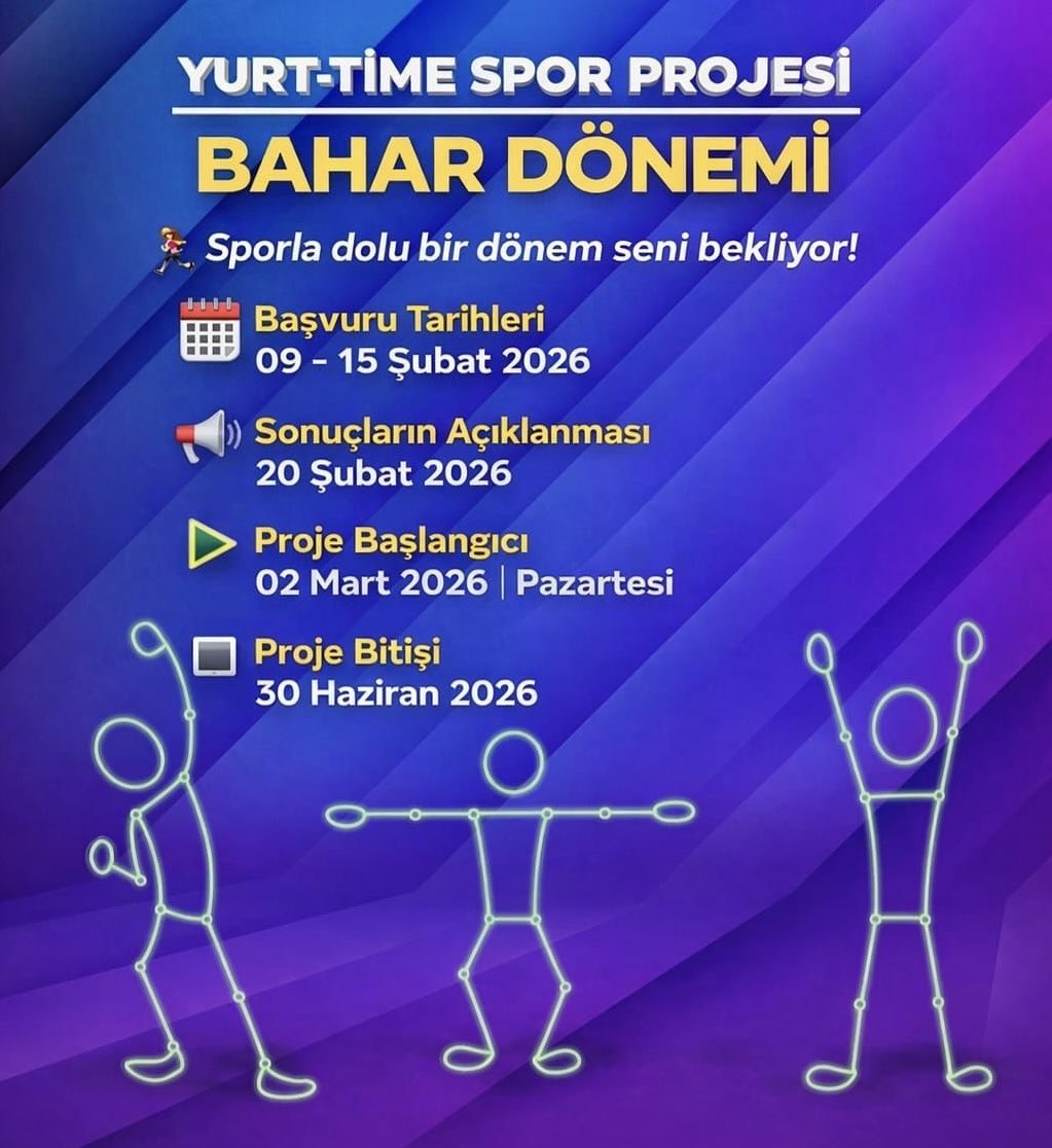 Afyonkarahisar'da Yurt Time Spor Projesi Bahar Dönemi Başvuruları Başlıyor