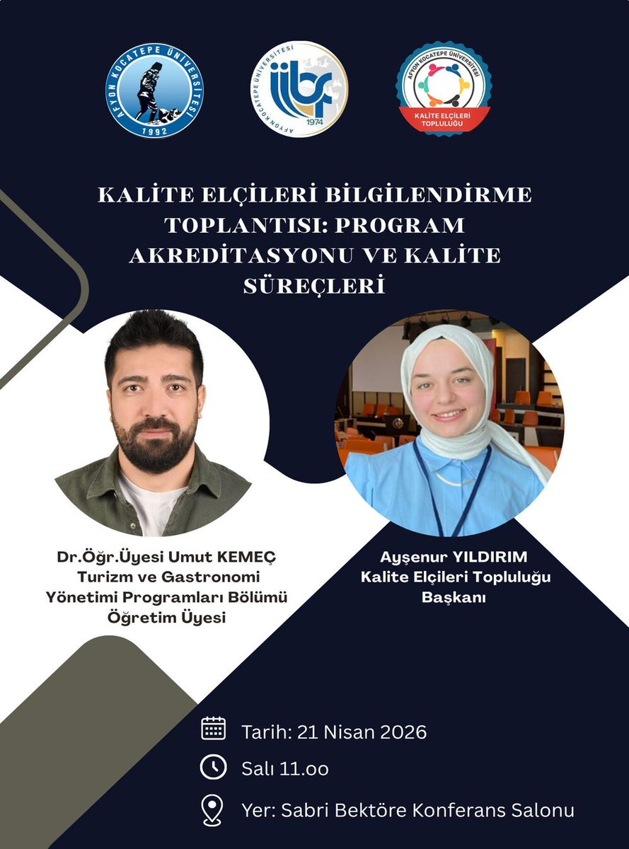 Afyon Kocatepe'de Kalite Elçileri Toplantısı Bugün Saat 11:00'de