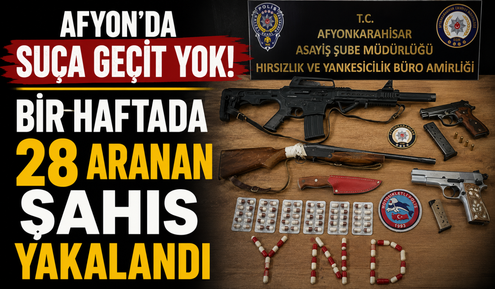 AFYON’DA SUÇA GEÇİT YOK! BİR HAFTADA 28 ARANAN ŞAHIS YAKALANDI