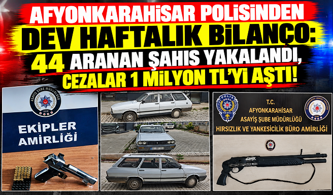 AFYONKARAHİSAR POLİSİNDEN DEV HAFTALIK BİLANÇO: 44 ARANAN ŞAHIS YAKALANDI, CEZALAR 1 MİLYON TL’Yİ AŞTI!
